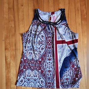 Cleo petite sleeveless blouse with beaded neckline size medium
